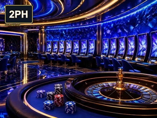 Live casino and baccarat offerings highlighted on the 2PH home page.